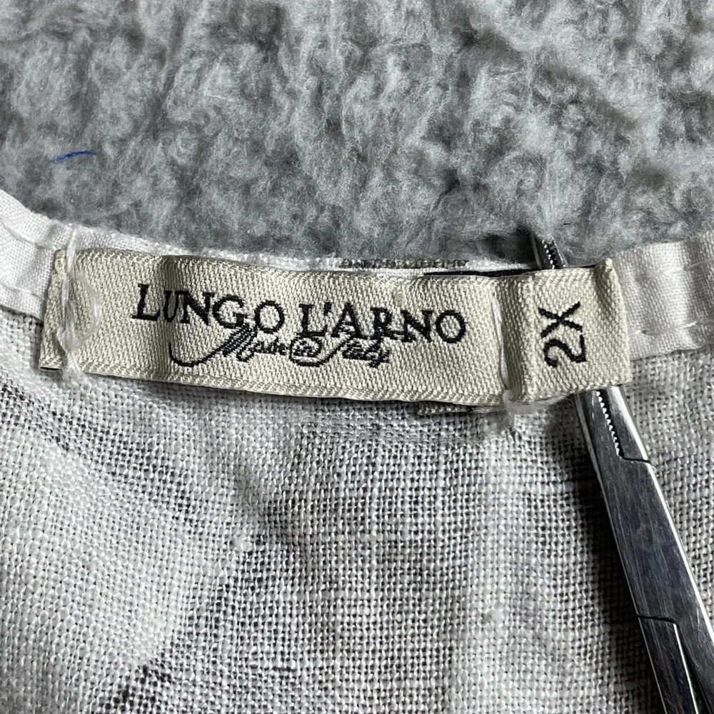 Lungo L'Arno Shirt Dress Womens 2X Floral 100% Linen Italy Made Pockets Lagenloo